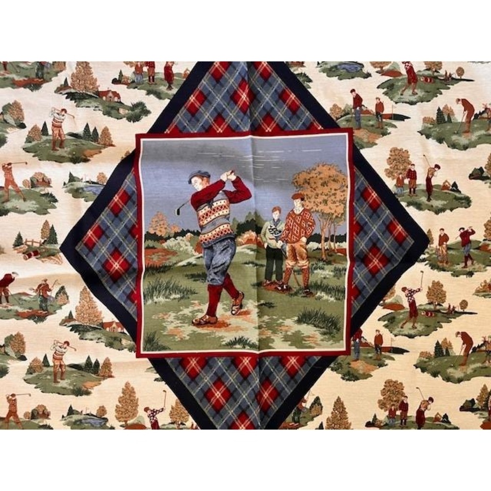 Golf Shower Curtain Navy red plaid